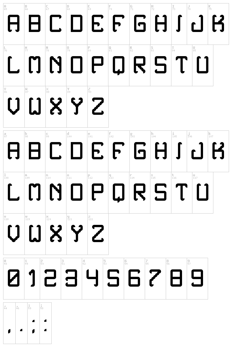 Noxtrey Auf TFB font map